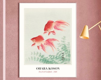 Ohara Koson Goldfisch Druck, Japanische Holzschnittkunst, Vintage Koi Fisch Poster, Trendige Wandkunst