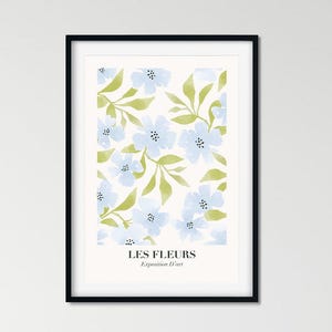 Les Fleurs Druck, Neutrale Blumenwandkunst, minimalistischer Druck, Blumendruckwandkunst, Blumenmarktplakat, botanischer Druck, französische Wandkunst