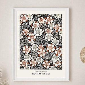 Bijutsu Sekai Poster, Bijutsu Sekai Flower Print, Japanese Flowers Print, Watanabe Seitei, Vintage Japanese Printable, Traditional Print