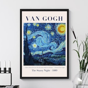 Van Gogh Sternennacht Poster, Van Gogh Landschaft, Van Gogh Gemälde, Van Gogh Ausstellungsplakat, Van Gogh Leinwandkunst, Digitaldrucke