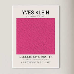 Yves Klein Print, Yves Klein Rosa Poster, Yves Klein Ausstellungsplakat, Pantone Farbe Rosa, Digitaldrucke, Wanddekoration, Pinkes Poster