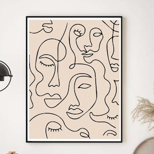 Single Line Face Art Print, Face Pattern, Woman Face Print, Minimalist Woman Line Drawing, Abstract Woman Line Art, Line Art Print, Wall Art