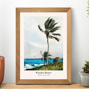 Winslow Homer Palm Tree Nassau Print, Winslow Homer Print, Vintage Painting, Watercolor Wall Art, Palm Tree On Beach Print, Hawaiian Decor
