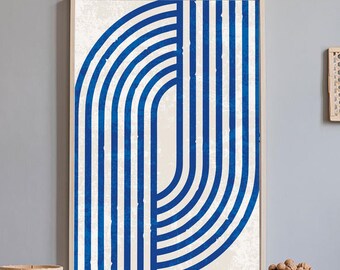 Mid Century Modern Print, Arches Wall Art, Burnt Blue Color, Abstract Geometric, Boho Wall Art, Mid Century Print, Instant Digital Download