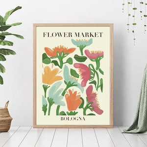 Flower Market Print, Flower Market Poster, Flower Market Poster Bologna, Flower Wall, Flower Shop Sign, Flower Print, Florist Gift, Wall Art
