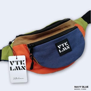 Boho hippie heuptasje marineblauwe, oranje en groene katoenmix heuptas