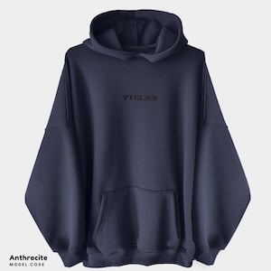 Unisex Basic Anthracite Oversized %100 Cotton Hoodie Sweatshirt