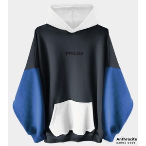 Unisex Basic Anthracite White Blue Colorful Oversized %100 Cotton Hoodie Sweatshirt
