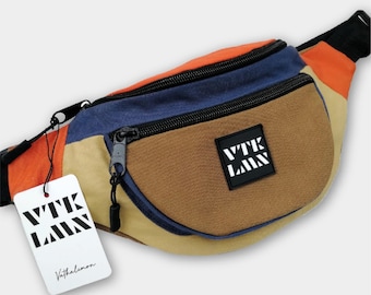 Boho Hippie Fanny Pack Brown Beige Cotton Blend Bum Bag