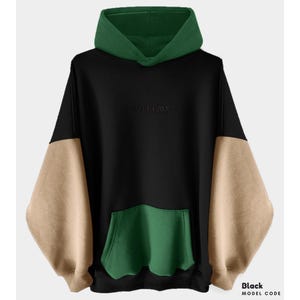 Unisex Basic Black Green Brown Colorful Oversized %100 Cotton Hoodie Sweatshirt