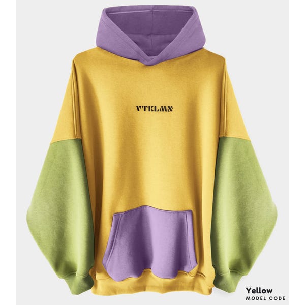 Felpa con cappuccio unisex basic gialla lilla verde chiaro colorata oversize %100 cotone