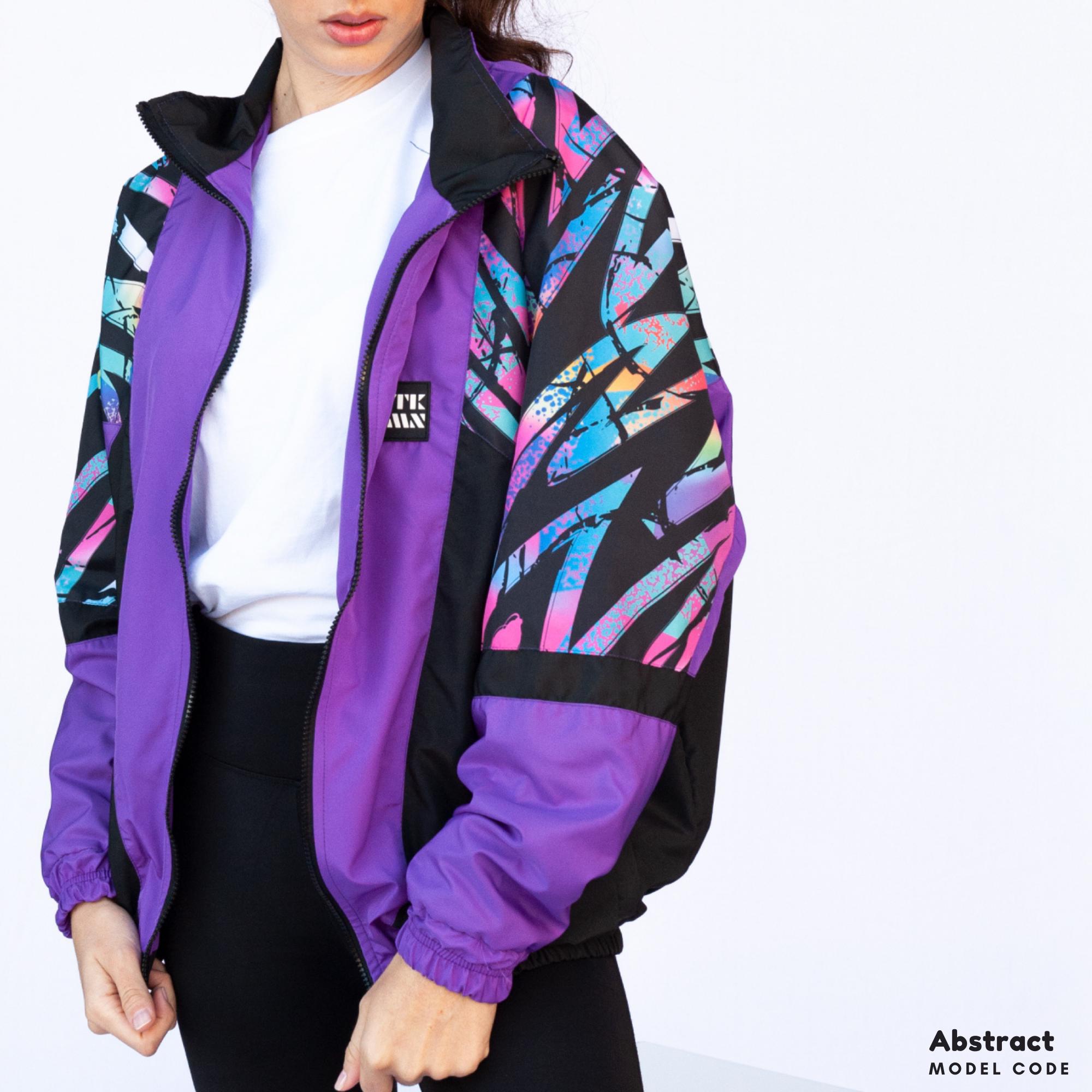 Unisex Vintage 90s Style Purple and Black Color Abstract