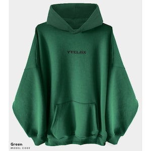 Unisex Grön, överdimensionerad huvtröja i 100 % bomull