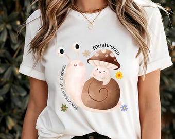 Cute Snail and Mushroom Clipart, Kawaii Watercolor Snail PNG, Digital Download for Stickers, Sublimation, t-shirt, and Crafts, 3000x3000 PX