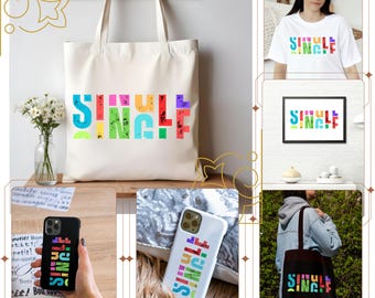 Nowoczesna typografia „SINGLE” PNG Design z kolorowym - Pobieranie cyfrowe, 2000x4000 pikseli, 2500x1500 pikseli