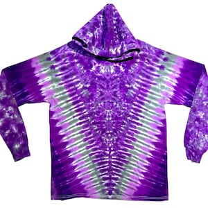 Tie Dye Hoodie Shirt | Psychedelic Purple Moon Blotter V Scrunch |  Long Sleeve Hooded T-Shirt | small medium large XL 2X 3X | hand dyed