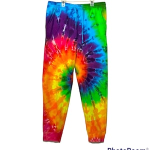 Tie Dye Sweatpants Psychedelic Rainbow Pinwheel Spiral Swirl art Fleece Joggers Adult small medium large XL 2XL hippie deadhead handmade