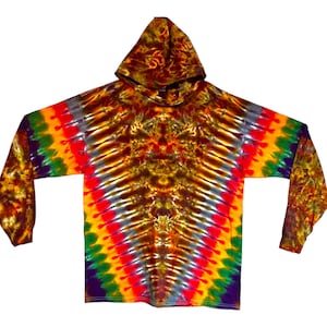 Felpa con cappuccio Tie Dye / Psychedelic Rasta Fall Vibes V Blotter / Maglietta con cappuccio a maniche lunghe / Fatta a mano / piccola media grande XL 2X 3X