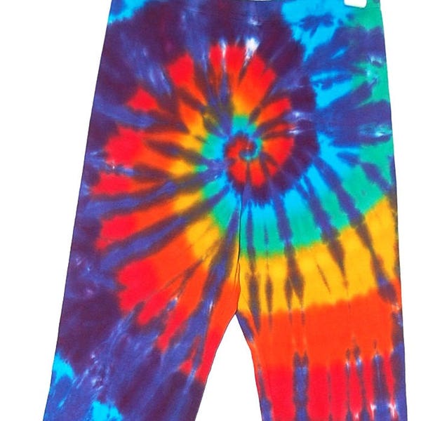 TIE DYE Leggings Kids Rainbow Spiral Swirl Psychedelic Long Johns 6m 12m 18m 2T 4T 6 8 10 12 hippie boho gypsy hand dyed dancer pants