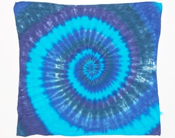 Tie Dye Bandana psychedelic Blue Spiral swirl scarf tye dye grateful dead bandanna handmade art dyed head wrap handkerchief