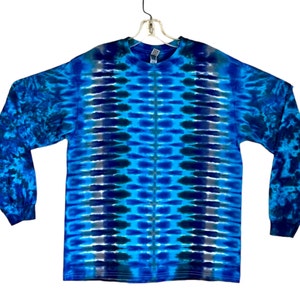 TIE DYE Kid&#39;s Long Sleeve Shirt | Blue DNA Honeycomb | Youth sizes 2-4 Xs 6-8 Small 10-12 Medium 14-16 Large | handmade children&#39;s clothing