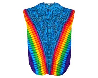 Tie Dye Caftan | Maxi Dress | Rainbow Pinwheel V & Blue Moon | Handmade Kaftan | Hand Dyed |  beach cover up