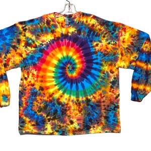 Tie Dye Shirt | Rainbow Pinwheel Spiral Blotter | Long Sleeve Handmade T-Shirt | small medium large XL 2X 3X 4X 5X 6X | Psychedelic Circus