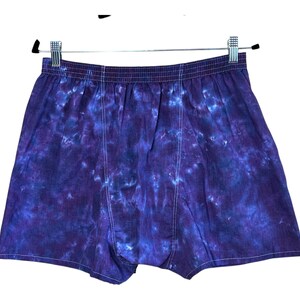 tie dye boxer shorts small medium large XL tye dye purple blue blotter scrunch crinkle underwear handmade gift hand dyed tye dye gift fathers day gift birthday gift birthday gift psychedelic circus art trippy ice dye