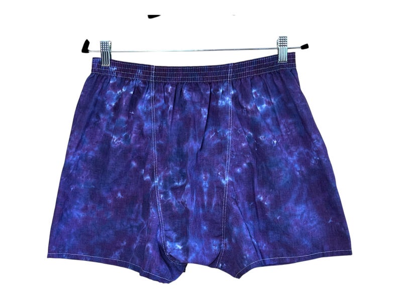 tie dye boxer shorts small medium large XL tye dye purple blue blotter scrunch crinkle underwear handmade gift hand dyed tye dye gift fathers day gift birthday gift birthday gift psychedelic circus art trippy ice dye