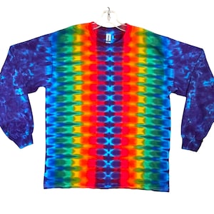 Tie Dye Shirt | Rainbow DNA Honeycomb | Long Sleeve Handmade T-Shirt | small medium large XL 2X 3X 4X 5X 6X | Psychedelic Circus