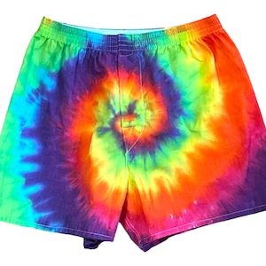 TIE DYE Boxer Shorts Neon Rainbow Spiral Tye Dye Mens Boxers sm m l xl shorts hippie art boho Psychedelic Circus