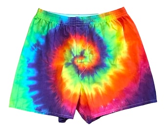 Boxer TIE DYE Neon Rainbow Spiral Tye Dye Boxer da uomo sm m l xl pantaloncini hippie art boho circo psichedelico