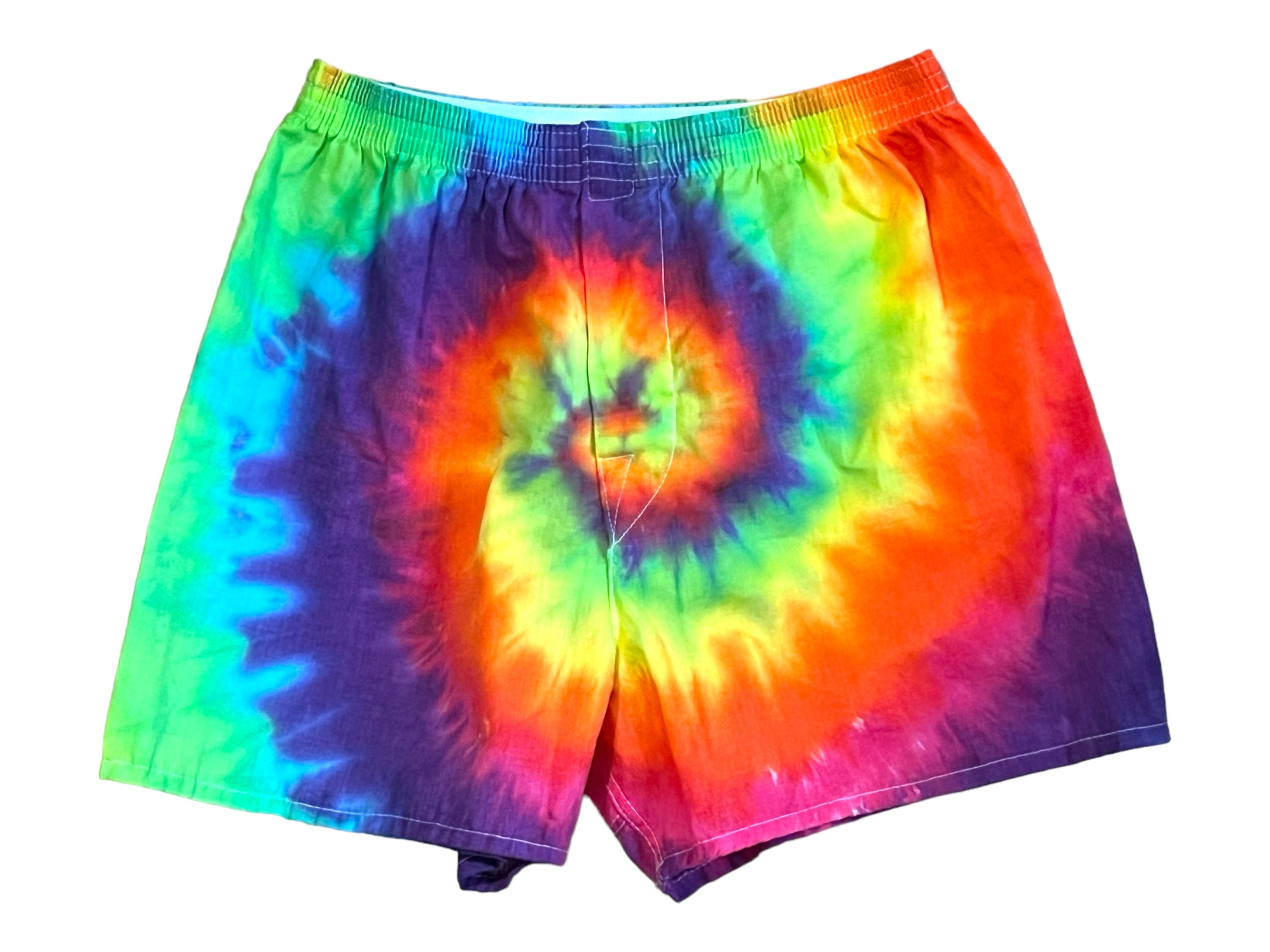 TIE DYE Boxer Shorts Neon Rainbow Spiral Tye Dye Mens Boxers Sm