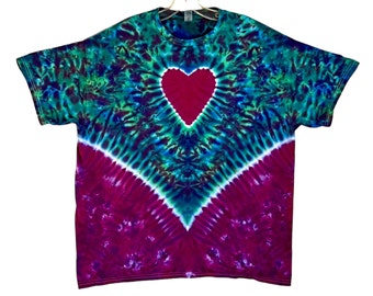 Tie Dye Shirt Heart V Blotter Adult T-Shirt small medium large XL 2X 3X 4X 5X 6X handmade psychedelic short sleeve Tye Dye hippie art