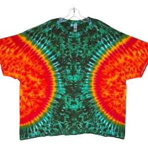 Tie Dye Shirt | Red Gold Green Rasta Blotter | Adult Sizes Sm Med Lg XL 2X 3X 4X 5X 6X | Tall Sizes | Hand Dyed T-shirt | Psychedelic Circus