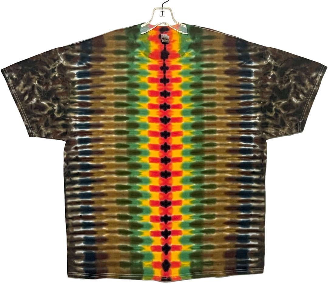 Psychedelic Rasta Tie Dye Shirt Psychedelic Rasta DNA Honeycomb Art Handmade Short Sleeve ...