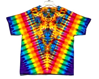 Youth TIE DYE Kid's Rainbow Pinwheel V Blotter Tye Dye T-Shirt Youth  sizes 2-4T XS 6-8 Small 10-12 Medium 14-16 Large handmade psychedelic