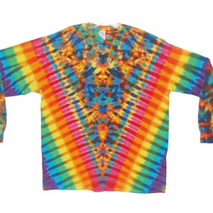 Tie Dye Shirt | Rainbow Pinwheel V Blotter Scrunch | Long Sleeve Handmade T-Shirt | small medium large XL 2X 3X 4X 5X 6X | Psychedelic