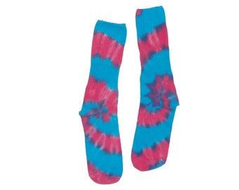 Kid's Tie Dye Socks Pink and Blue Spiral Bamboo Youth Socks handmade hippie boho gypsy art psychedelic socksPsychedelic