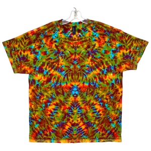 Tie Dye Shirt | Rainbow Tribal Blotter| Adult Sizes Sm Med Lg XL 2X 3X 4X 5X 6X | Tall & Plus | Hand Dyed T-shirt | Psychedelic Circus