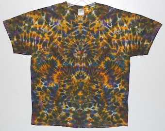 Camiseta teñida hecha a mano: colores otoñales intensos, unisex, talla alta, tallas para mujer