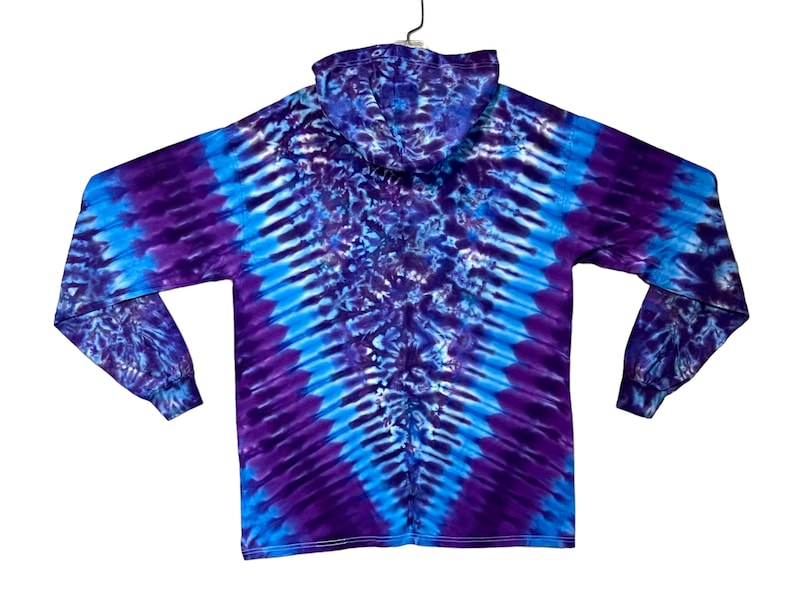tie dye long sleeve hoodie shirt small medium large XL 2X 3X hooded tye dye t-shirt purple blue gemmy V blotter scrunch hippie shirt handmade gift hand dyed tye dye gift fathers day gift birthday gift birthday gift psychedelic circus trippy ice dyed