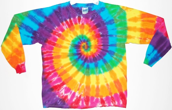 T-shirt Manches Longues Enfant Tie-dye Arc-en-ciel Violet - Marque Gildan, 100% Coton, Neuf Sans étiquettes
