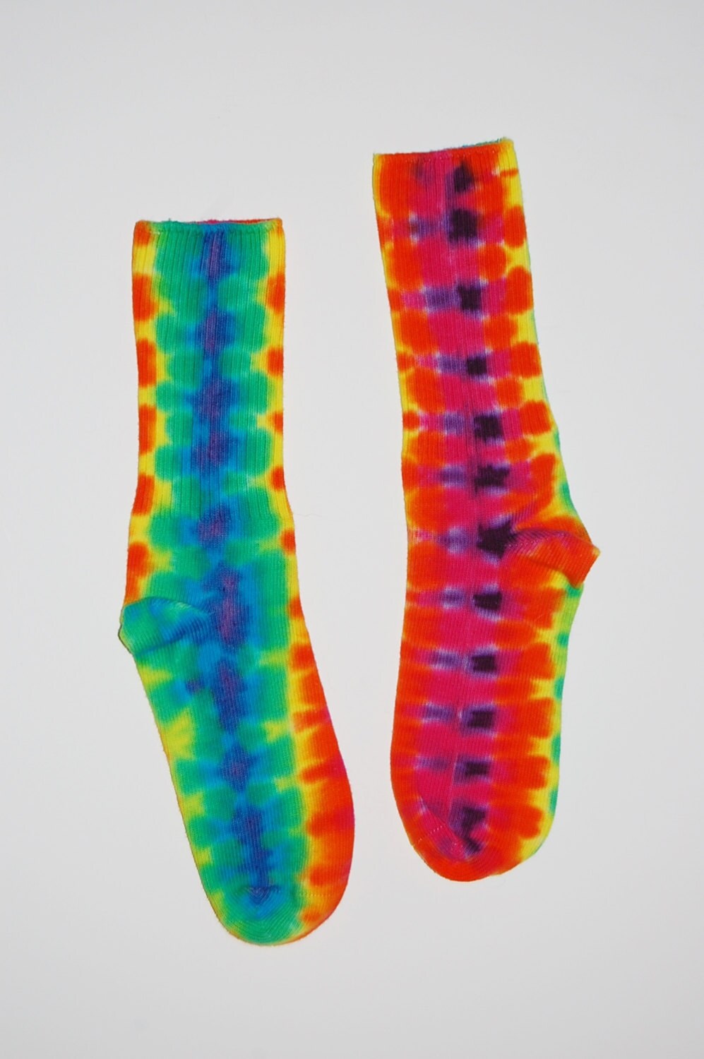 Kid's Tie Dye Socks Neon Rainbow DNA Bamboo Youth Socks Etsy