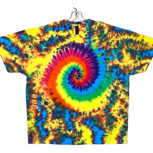 TIE DYE Shirt Neon Regenbogen Spirale Blotter Psychedelic Erwachsene T klein mittel groß XL 2X 3X 4X 5X 6X handgemachte Kurzarm Tye Dye große Größen