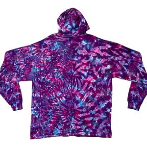 tie dye lightweight long sleeve hoodie shirt, small medium large XL 2X 3X, hooded t-shirt, pink purple blue blotter, Ruby Waves, hippie shirt, handmade gift, hand dyed gift, fathers day gift, birthday gift, psychedelic circus, trippy ice dye