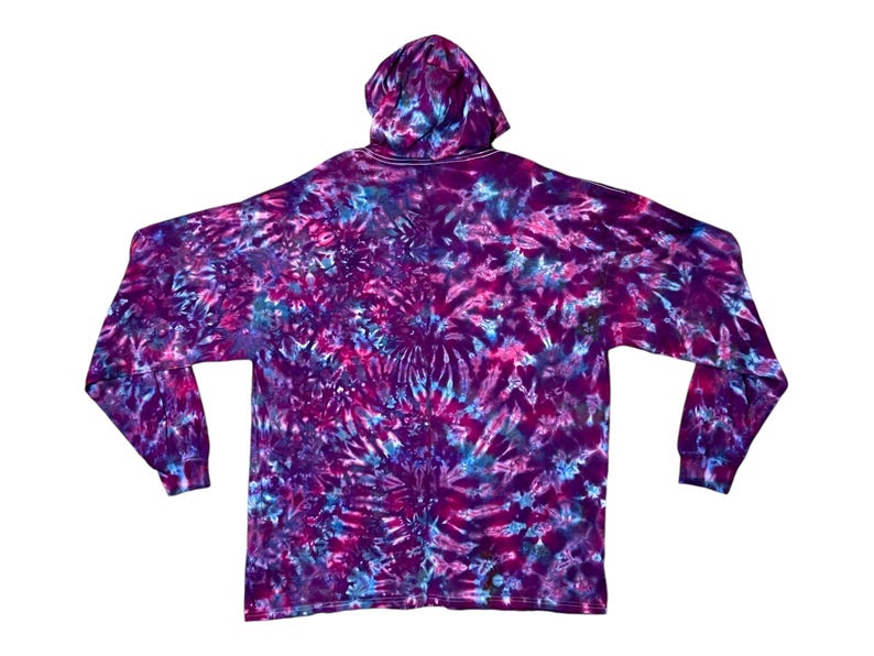 tie dye lightweight long sleeve hoodie shirt, small medium large XL 2X 3X, hooded t-shirt, pink purple blue blotter, Ruby Waves, hippie shirt, handmade gift, hand dyed gift, fathers day gift, birthday gift, psychedelic circus, trippy ice dye