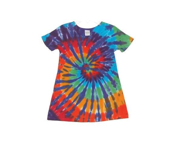 Girl/'s Tie Dye Dress Neon Rainbow Heart V tye die Tank top size 2T-12 hippie art