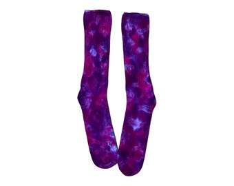 Tie Dye Socks | Deep Purple Blotter | Bamboo Knit Socks | Men's & Women's Sizes | Handmade Psychedelic Art | Hippie Festival Fashion