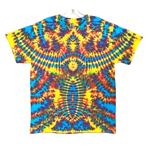 Tie Dye Shirt Neon Rainbow Phoenix Drip handmade Tye Die short sleeve Adult T-Shirt Sm M L XL 2X 3X 4X 5X 6X tall sizes Psychedelic Circus
